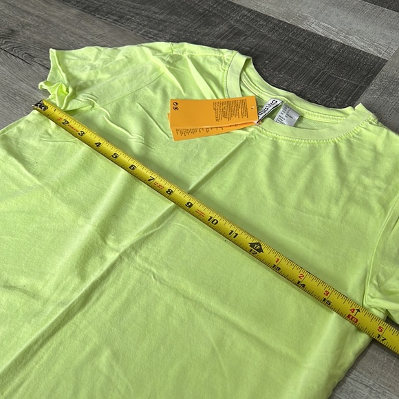 H&M Divided Crop Jersey T-Shirt Top Neon Green Yellow Size Small - Picture 6 of 7